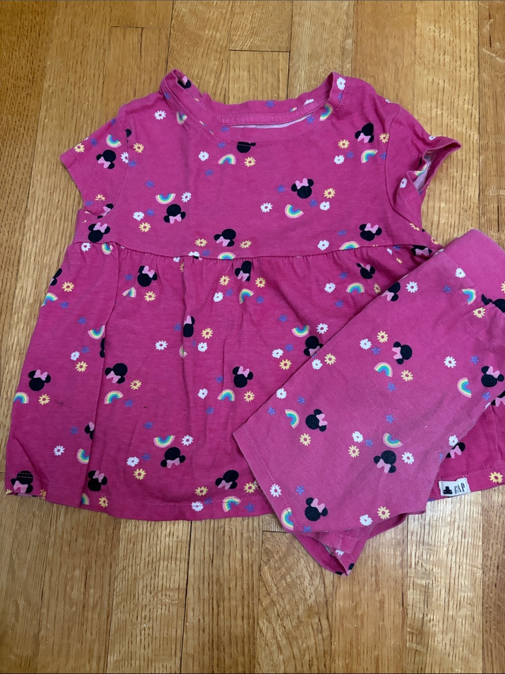 GAP Hot Pink Minnie Mouse Play Set: Babydoll shirt with Bike Shorts
